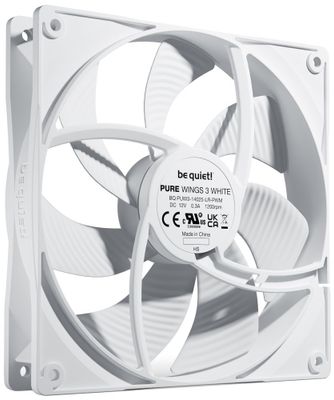 Be quiet! / ventilátor Pure Wings 3 / 140mm / PWM / 4-pin / 21,9dBA / biely Ventilátor, 140mm, Rifle ložisko, 4pin PWM, 21,9dBA, výška 25mm, biely