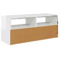 vidaXL TV skrinka s LED svetlami lesklá biela 90x35x40 cm