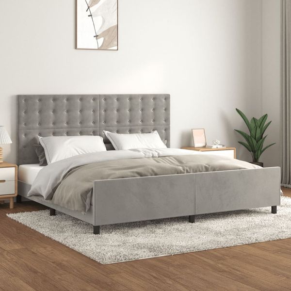 vidaXL Posteľ bez matraca bledosivá 200x200 cm zamat