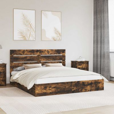 vidaXL Úložná posteľ Dymová dub 180 x 200 cm Kompozitné drevo