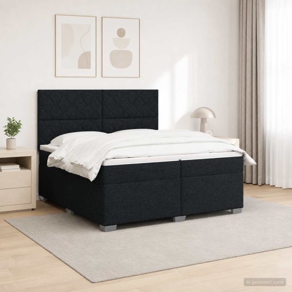 vidaXL Posteľ boxspring s matracom Čierna 200 x 200 cm Látka
