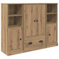 vidaXL Highboard 3 ks Remeselný dub 132 x 35,5 x 103,5 cm