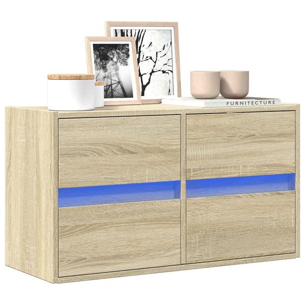 vidaXL TV nástenná skrinka s LED svetlami dub sonoma 80x31x45 cm