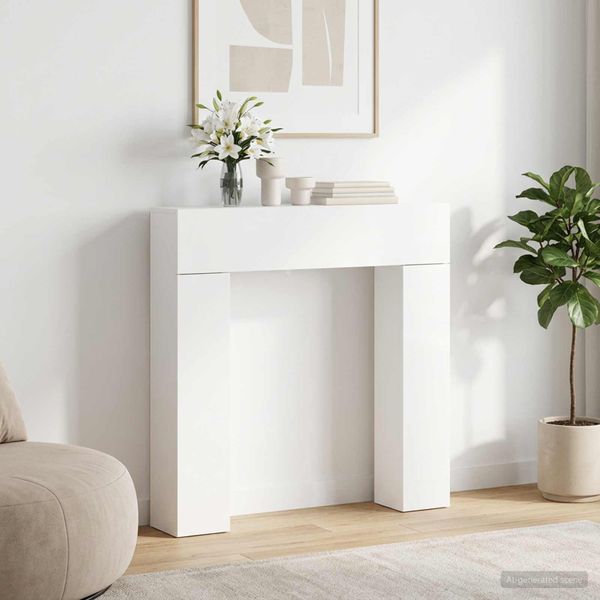 vidaXL Rám krbu Biela 102 x 18 x 100,5 cm Kompozitné drevo
