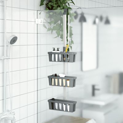 vidaXL Závesná polica do sprchy 30x15x(67-105) cm hliník
