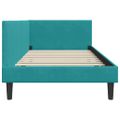 vidaXL Rohový rám postele Tyrkysová 90 cm x 190 cm Zamat