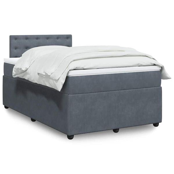 vidaXL Posteľný rám boxspring s matracom tmavosivý 90x190 cm zamat