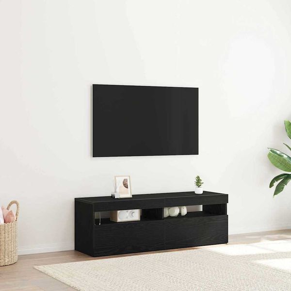 vidaXL TV skrinka s LED Čierny dub 120 x 35 x 40 cm Kompozitné drevo