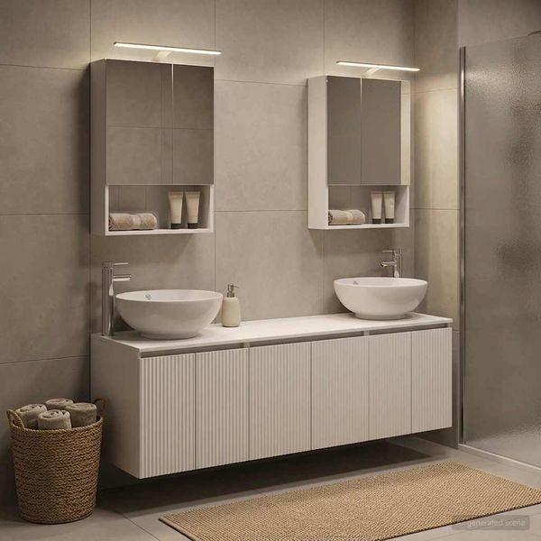 vidaXL Set kabinetov do kúpeľne 5 pcs Biela Kompozitné drevo