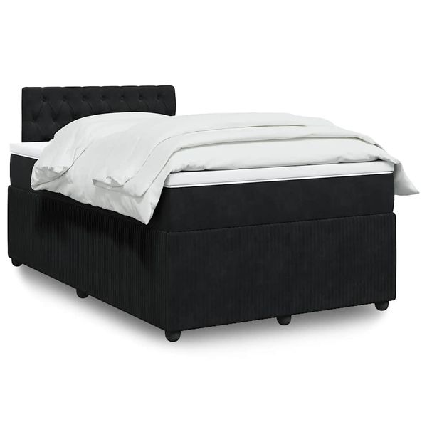 vidaXL Posteľný rám boxspring s matracom čierny 120x200 cm zamat