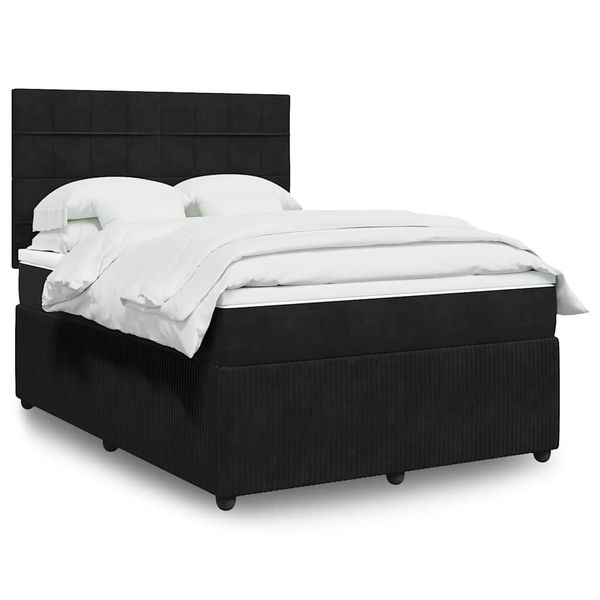 vidaXL Posteľný rám boxspring s matracom čierny 160x200 cm zamat