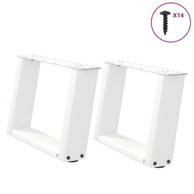 vidaXL Nohy konferenčného stolíka v tvare U, 2 ks, biele, 50 x (30-31) cm, oceľové