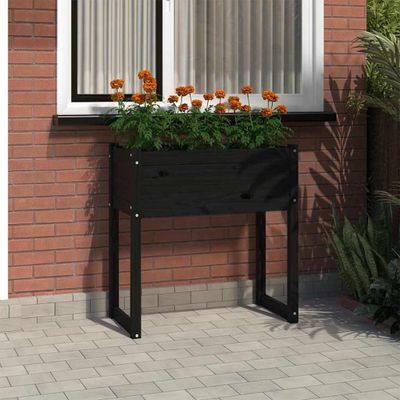vidaXL Kvetináč čierny 78x40x81 cm borovicový masív