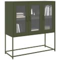 vidaXL Komoda olivovozelená 100,5x39x107 cm oceľ valcovaná za studena