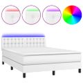 vidaXL Boxspring posteľ s matracom a LED biela 140x200 cm umelá koža