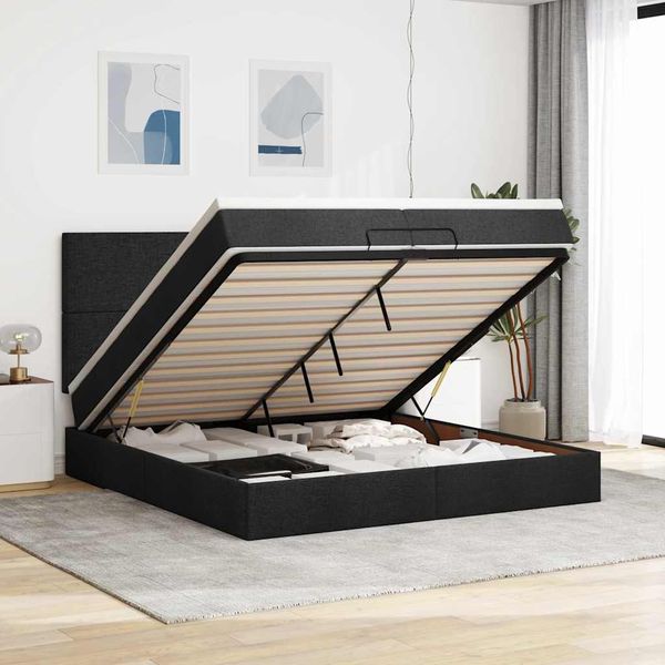 vidaXL Osmanský rám postele s matracmi čierna 200x200 cm látka