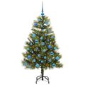 vidaXL Umelý vianočný stromček s pniškami Zelená 150 cm PVC a PE a kov