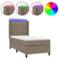 vidaXL Posteľ boxsping s matracom a LED sivohnedá 100x200 cm látka