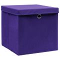 vidaXL Úložné boxy s vekom 4 ks, 28x28x28 cm, fialové