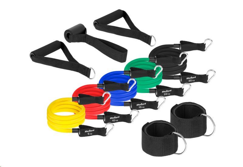 Sada silových gum na cvičenie - Power Tube Set, 5-30 kg, 5 gum, REBEL ACTIVE