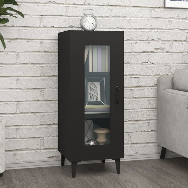 vidaXL Komoda čierna 34,5x34x90 cm spracované drevo