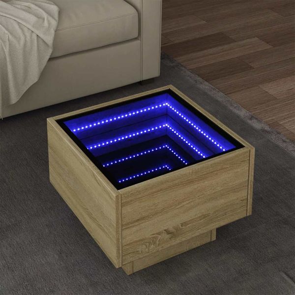vidaXL Bočný stolík s LED dub sonoma 40x40x30 cm kompozitné drevo