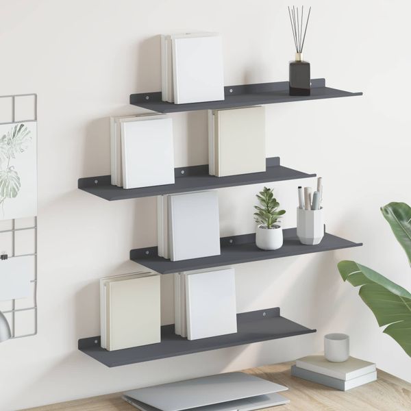 vidaXL Závesná polica Nástenný 4 pcs Antracit 60 x 18 x 2,5 cm Oceľ