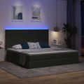 vidaXL LED úložná posteľ s matracom Tmavosivá 200 x 200 cm Látka