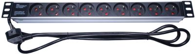 PremiumCord panel do 19'' 1U, 9x230V, 2m