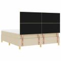 vidaXL LED box s pružinami s čelnou doskou Krémová 180 x 200 cm látka