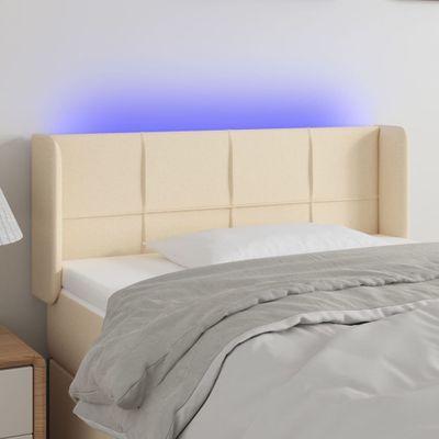 vidaXL Čelo postele s LED krémové 93x16x78/88 cm látka