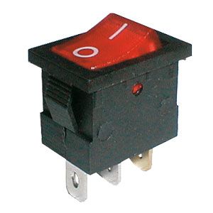 Prepínač kolískový     2pol./3pin  ON-OFF 250V/6A pros. červený