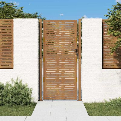 vidaXL Záhradná brána 100x175 cm, corten oceľ, štvorcový dizajn