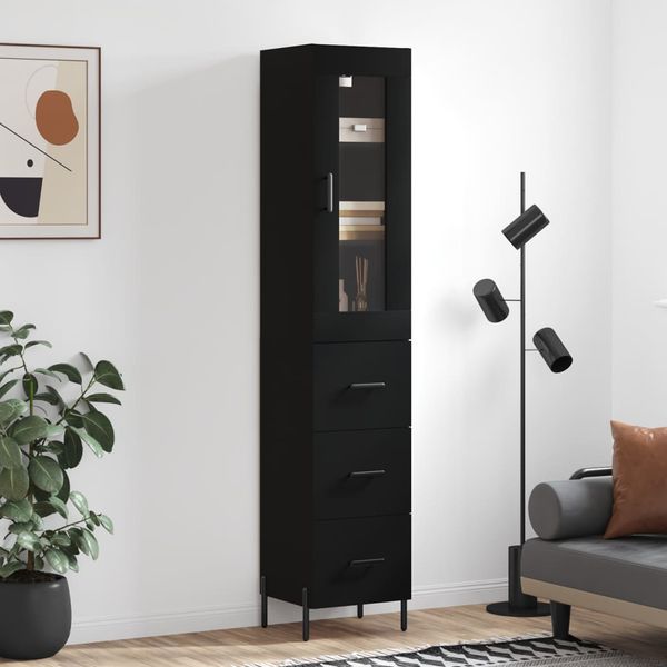 vidaXL Vysoká skrinka čierna 34,5x34x180 cm spracované drevo