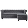 vidaXL Pohovka Chesterfield v tvare L, zamat 199x142x72 cm, sivá