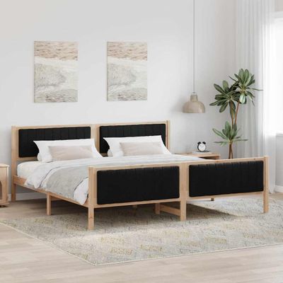 vidaXL Rám postele Hnedá a čierna 200 x 200 cm Borovicový masív