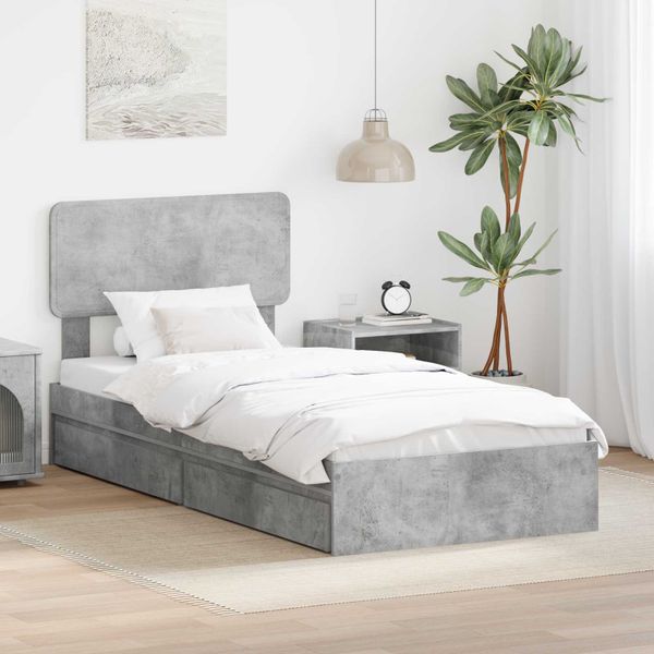 vidaXL Úložná posteľ Betónová šedá 90 x 200 cm Kompozitné drevo