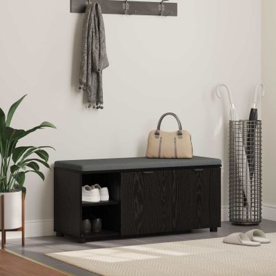 vidaXL Predsieňová lavica s vankúšom Čierny Dub 100 x 38 x 46 cm