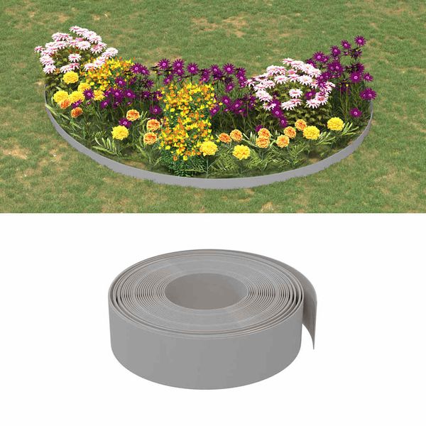 vidaXL Záhradné obruby 4 ks sivé 10 m 15 cm polyetylén