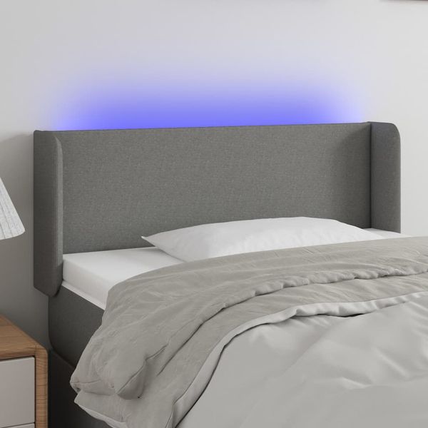 vidaXL Čelo postele s LED tmavosivé 103x16x78/88 cm látka