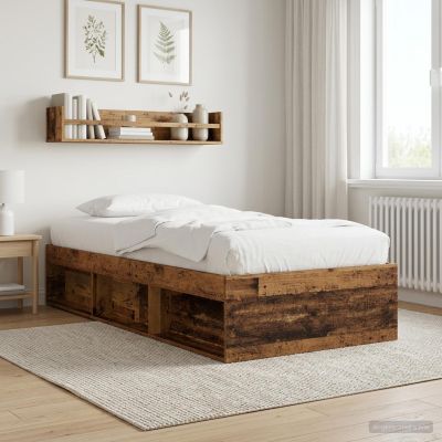 vidaXL Rám postele so skladom Staré drevo 80 x 200 cm Kompozitné drevo