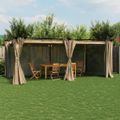 vidaXL Altánok so závesmi sivohnedý 6x3 m oceľ
