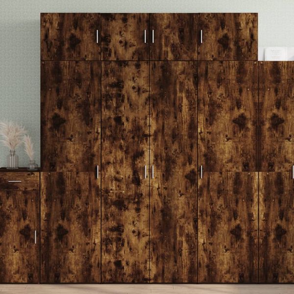 vidaXL Vysoká skrinka dymový dub 80x42,5x185 cm kompozitné drevo