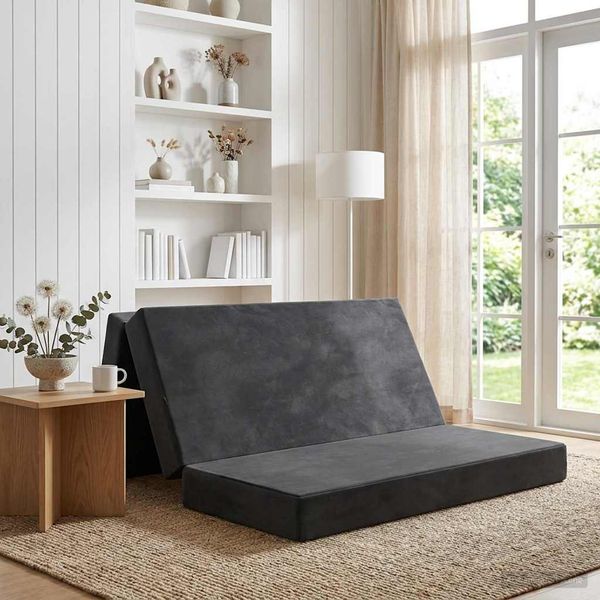 vidaXL Skladacia pohovka na spaní 120 x 67 x 45 cm Tmavosivá
