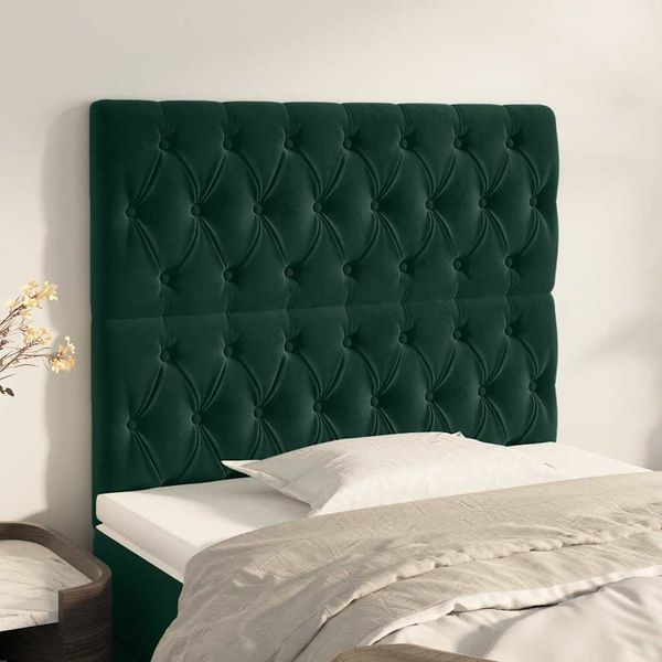 vidaXL Čelo postele tmavozelené 90x7x118/128 cm zamatové