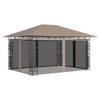 vidaXL Altánok so sieťou proti komárom 4x3x2,73 m sivohnedý 180 g/㎡