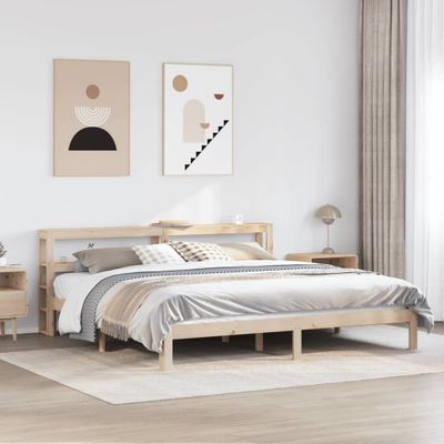 vidaXL Posteľný rám s čelom 200x200 cm masívna borovica