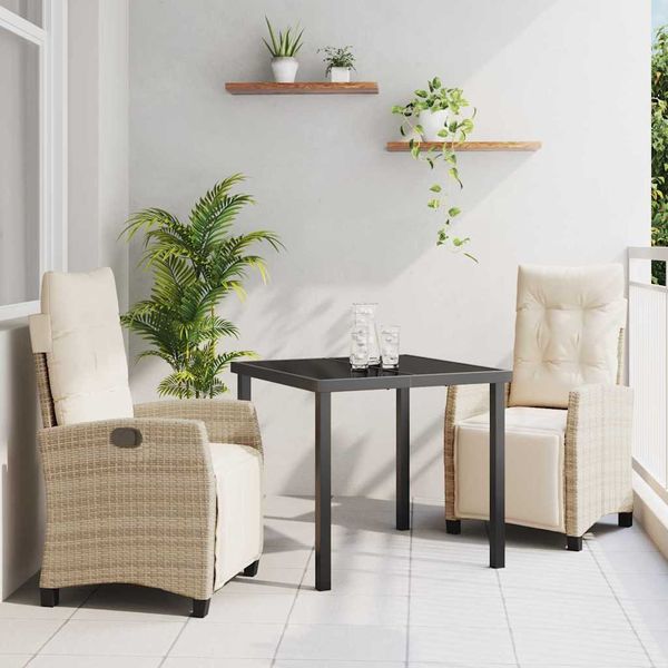 vidaXL Záhradný jedálenský set s vankúšom 3 pcs Béžová polyratan