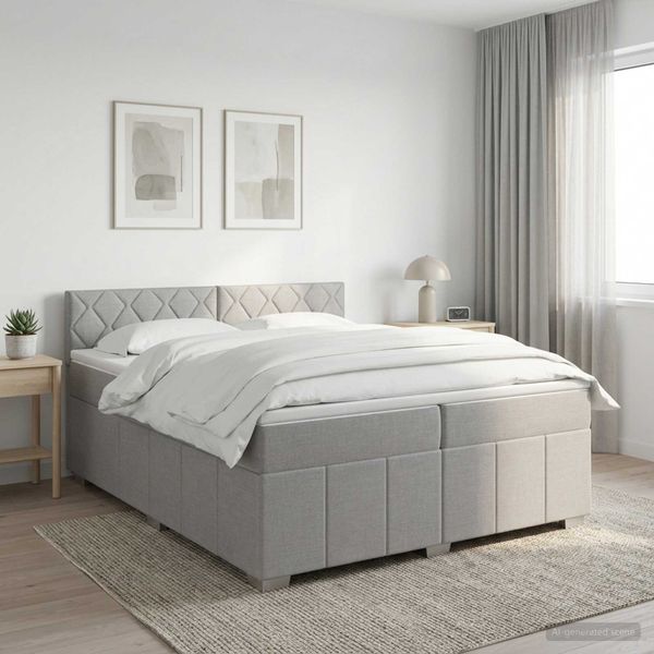 vidaXL Posteľ boxspring s matracom Svetlosivá 200 x 200 cm Látka