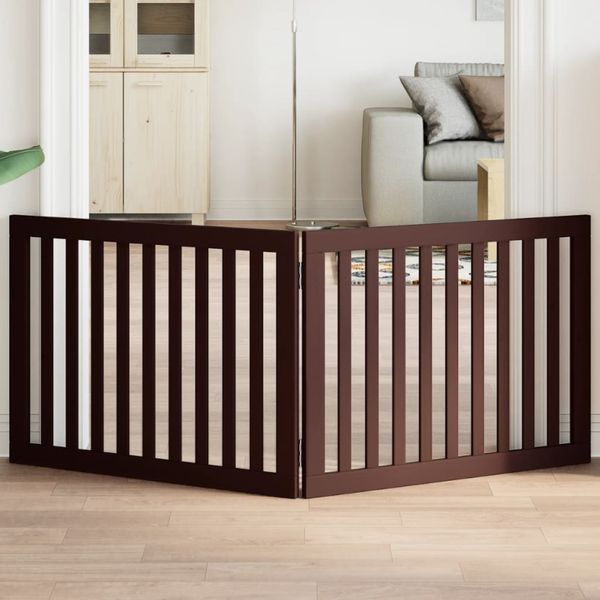 vidaXL Brána pre psa skladacia 2 panely hnedá 160 cm topoľové drevo